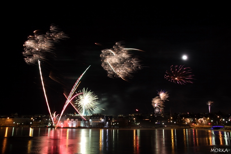 New year's eve fireworks in Reykjavík, Iceland